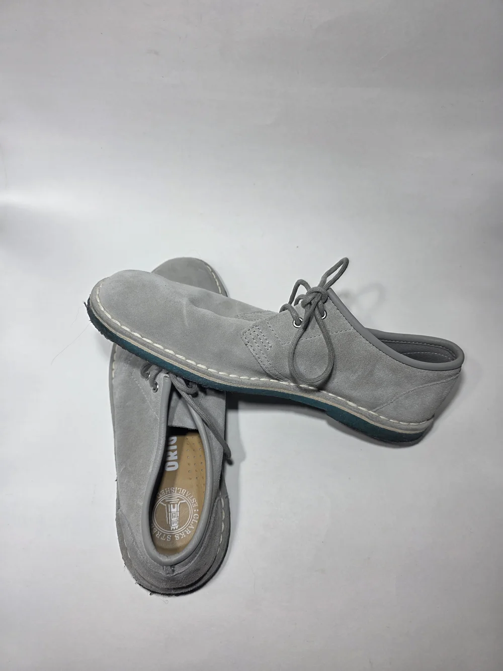 Clarks Originals Men’s 7M Gray Suede Lace Up Casual Wallabee Shoes